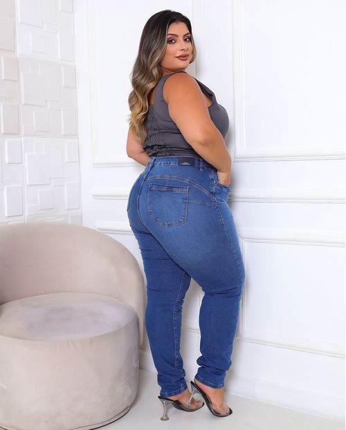 Calça Jeans Skinny Feminina Plus Size 24682 Sky Médio