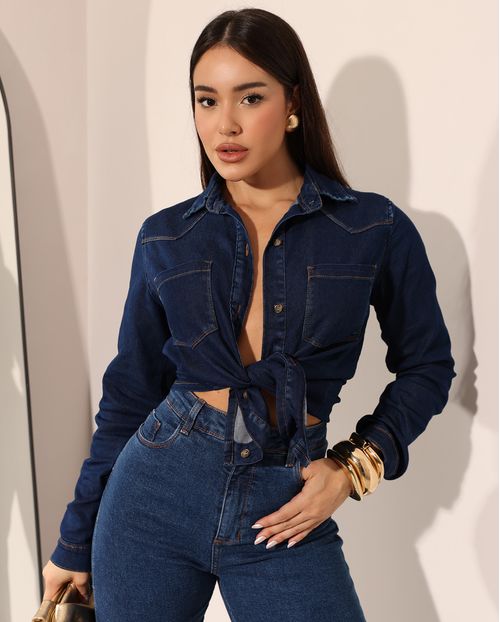 Camisa Jeans Fem 24708 Escura