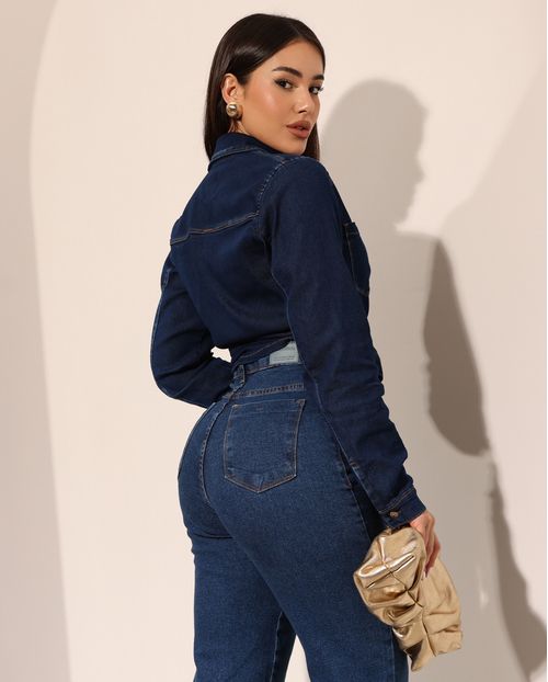 Camisa Jeans Fem 24708 Escura