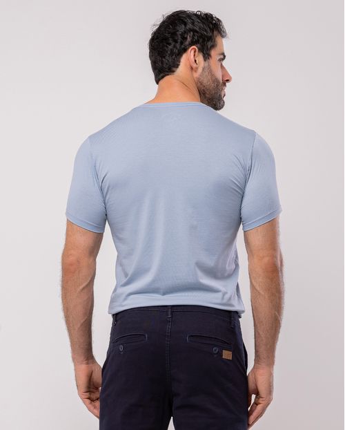 Camiseta de Algodão Egípcio Masculina Básica 80083 Azul Claro