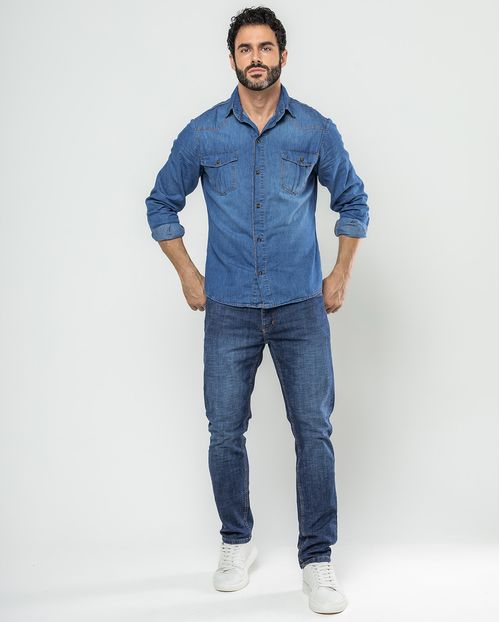 Calça Jeans Slim Fit Masculina 24667 Sky Escuro
