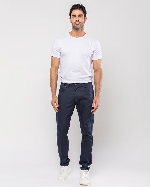 Calça Sarja Slim Fit Masculina Básica 21571 Marinho