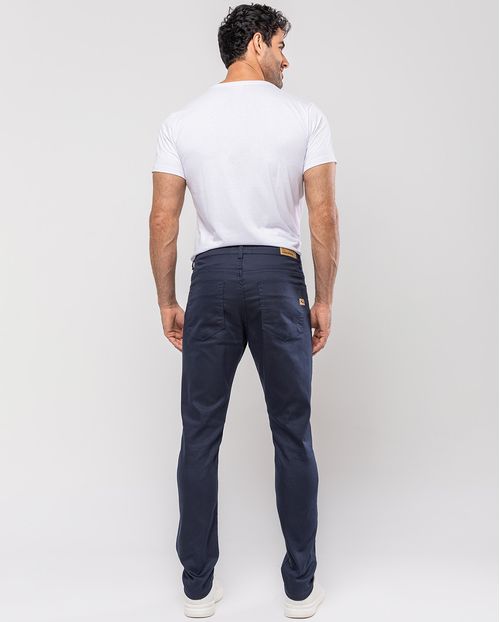 Calça Sarja Slim Fit Masculina Básica 21571 Marinho