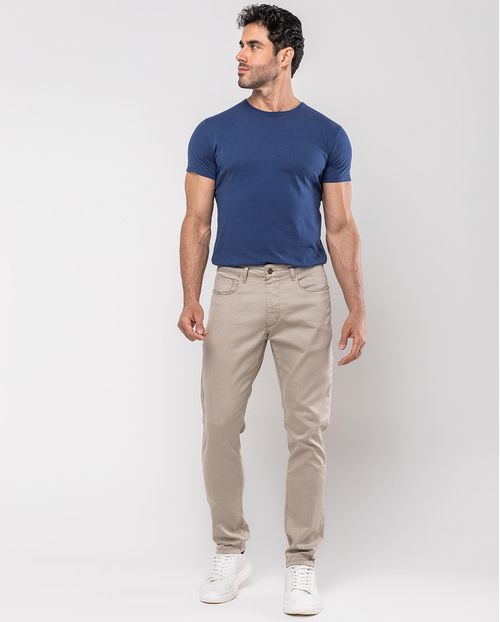 Calça Sarja Slim Fit Masculina Básica 21571 Areia