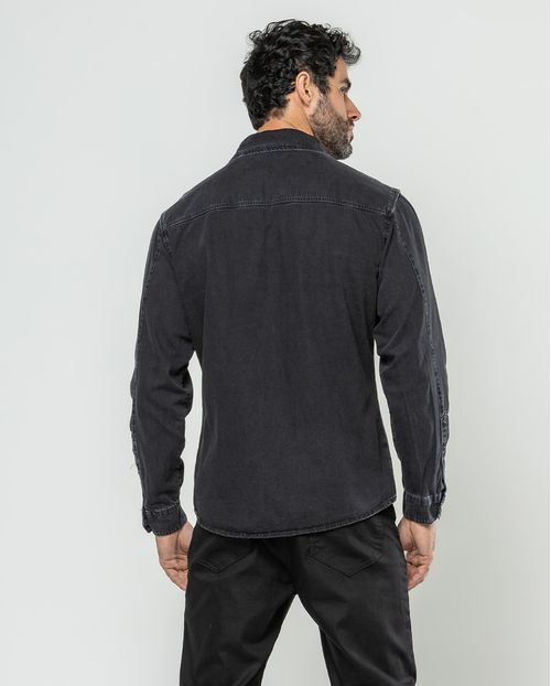 Camisa Jeans Masculina Básica 24635 Preto