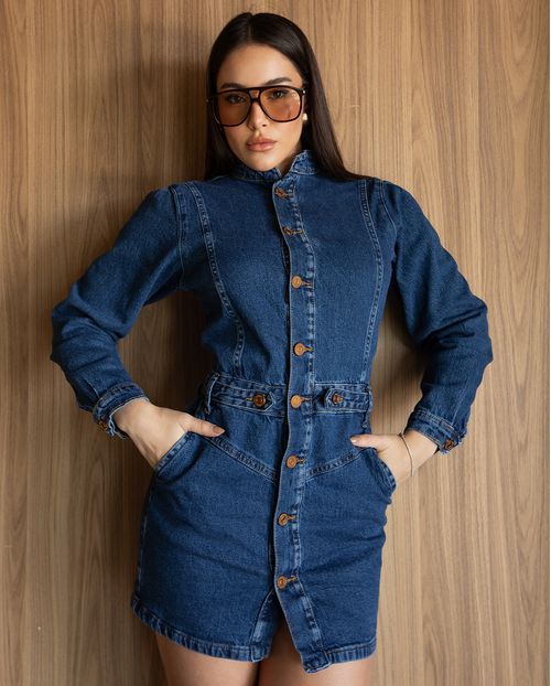 Vestido Jeans Feminino Curto 24703 Escura