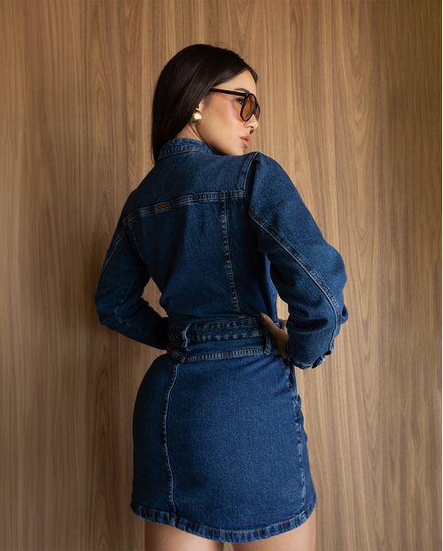 Vestido Jeans Feminino Curto 24703 Escura
