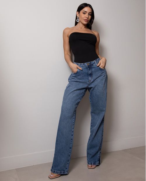 Calça Jeans Reta Feminina Cintura Alta 24812 Sky