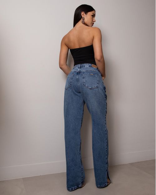 Calça Jeans Reta Feminina Cintura Alta 24812 Sky