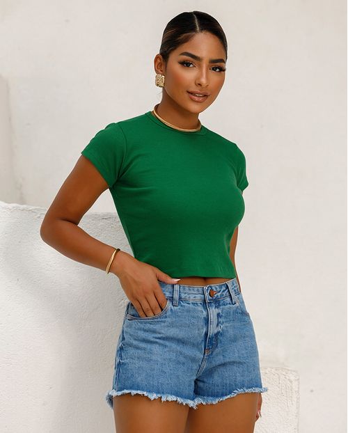 Shorts Jeans Feminino Boyfriend Básico 00231 Sky Claro