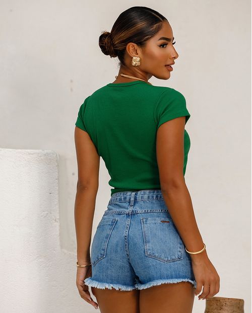 Shorts Jeans Feminino Boyfriend Básico 00231 Sky Claro