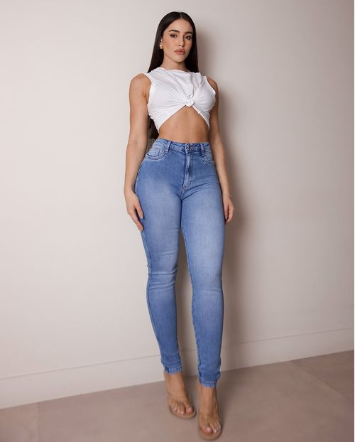 Calça Jeans Skinny Hot Feminina Cintura Alta 24781 Sky