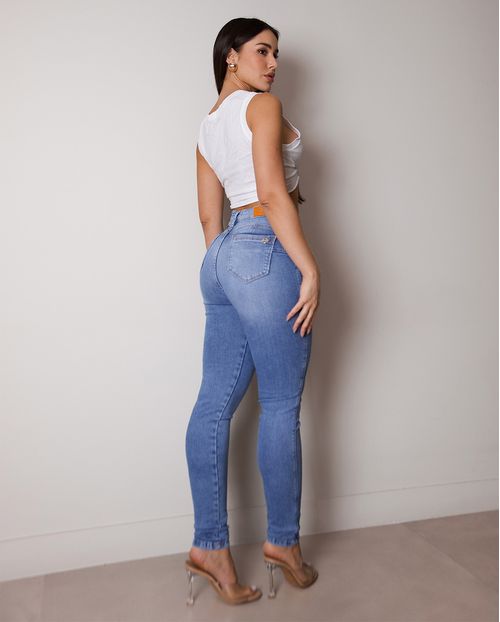 Calça Jeans Skinny Hot Feminina Cintura Alta 24781 Sky