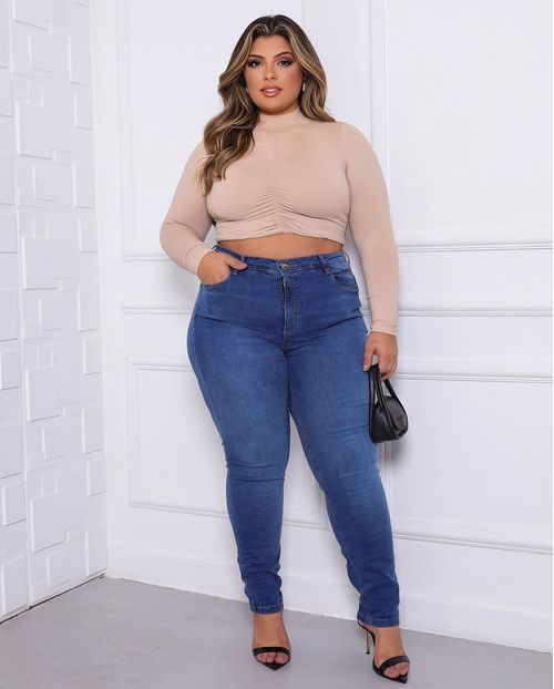 Calça Jeans Skinny Feminina Plus Size 24794 Escura