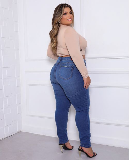 Calça Jeans Skinny Feminina Plus Size 24794 Escura