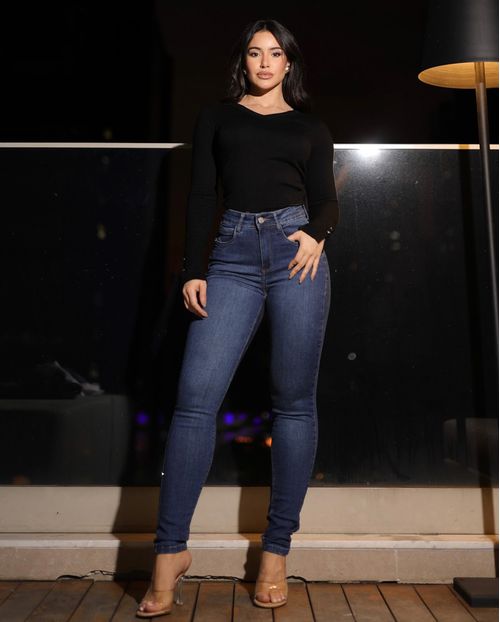 Calça Jeans Skinny Feminina Cintura Intermediária 24723 Escura