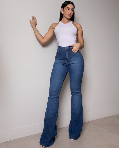 Calça Jeans Flare Feminina Cintura Alta 24833 Sky