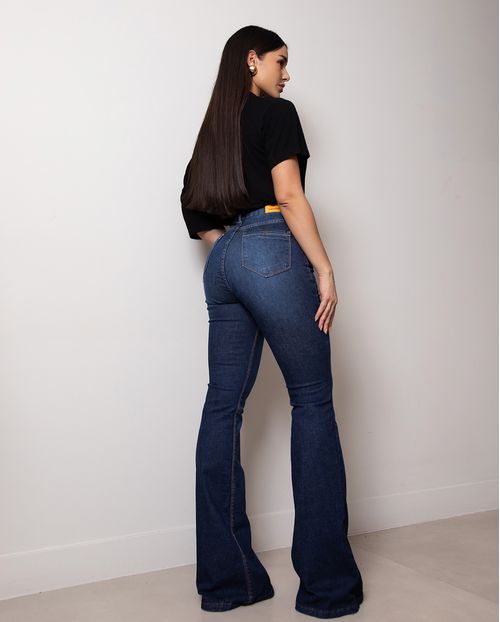 Calça Jeans Flare Feminina Cintura Alta 24835 Escura