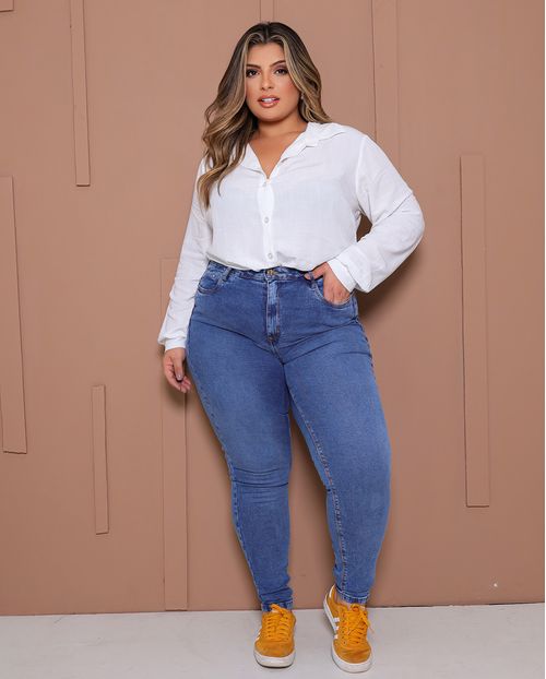 Calça Jeans Skinny Feminina Plus Size 24793 Sky Médio