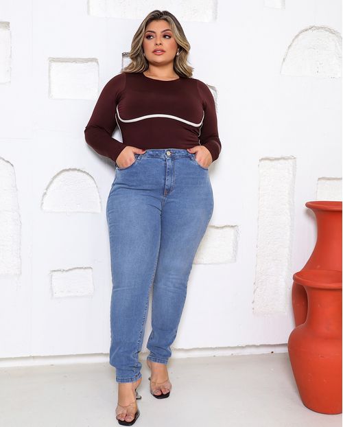 Calça Jeans Skinny Feminina Plus Size 24865 Sky Claro