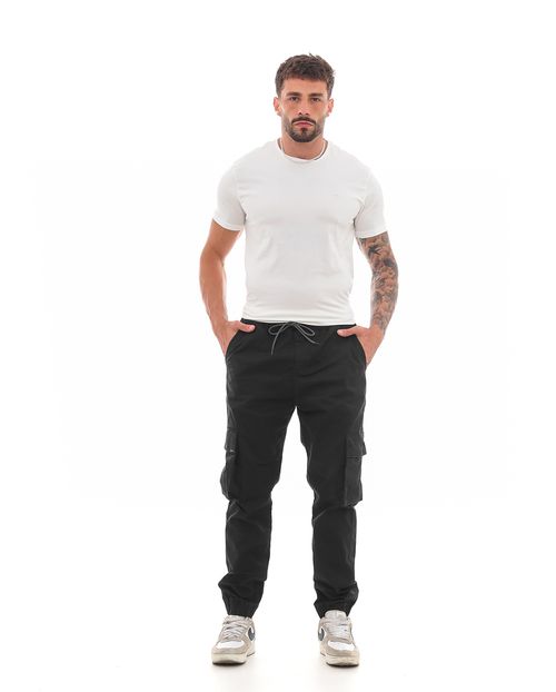 Calça Masulina Jogger com Bolso Fole Na Lateral Na Perna  23360 Preto