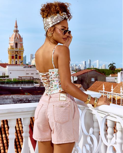 Shorts Mom Feminino Bolso Faca 24901 Castanho