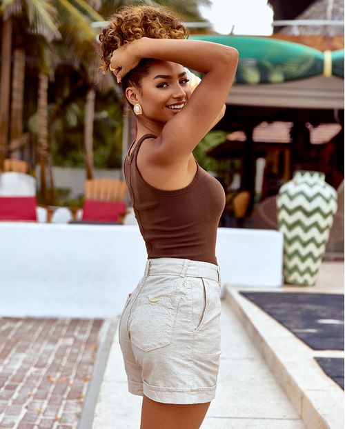 Shorts Linho Mom Feminino com Cinto 24962 Linho