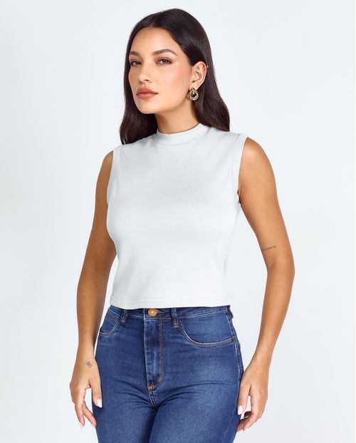 Regata Feminina Gola Alta Premium 90295  Branco