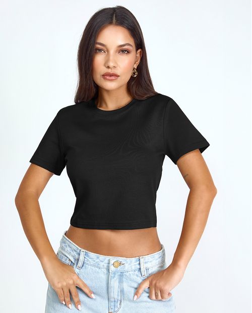 Blusa Cropped Feminina Premium 90273  Preto