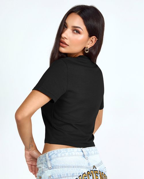 Blusa Cropped Feminina Premium 90273  Preto
