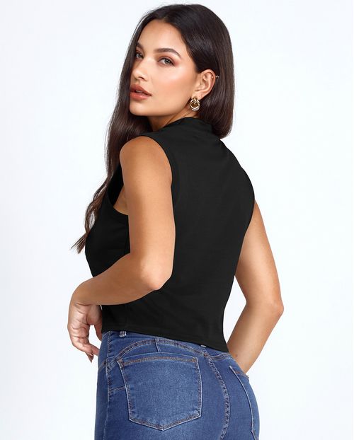 Regata Feminina Gola Alta Premium 90295  Preto