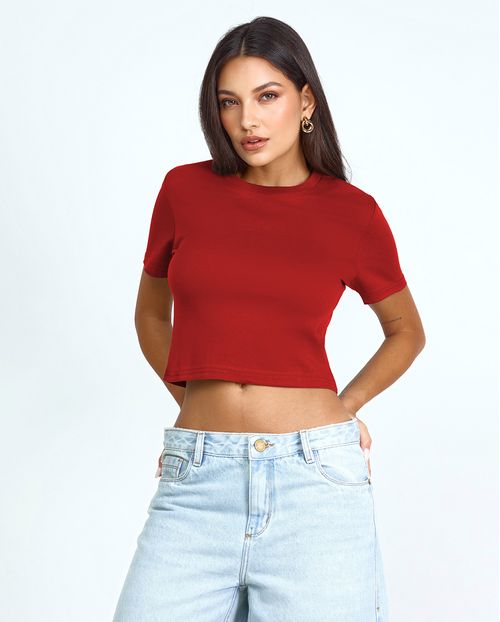 Blusa Cropped Feminina Premium 90273  Vermelho
