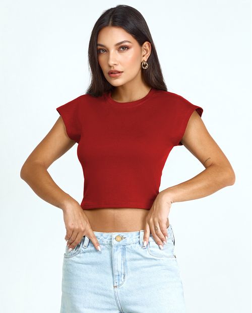 Blusa Cropped Feminina  Premium 90303 Vermelho