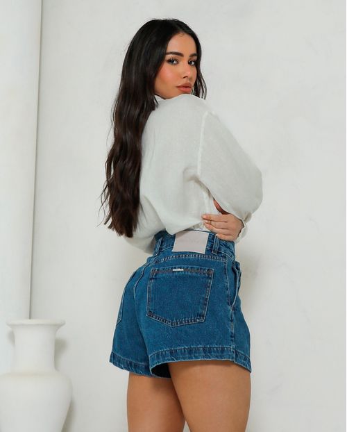 Shorts Jeans Mom Feminino Clochard 25082 Escura