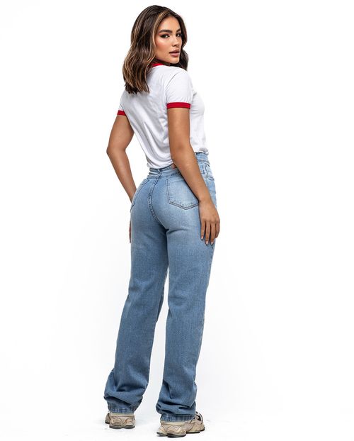 Calça Jeans Wide Leg Feminina Cintura Alta Basica 28016 Clara