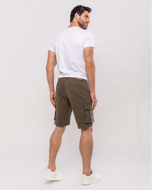 Bermuda Masculina Cargo Bolsos Laterais 24272 Verde Militar