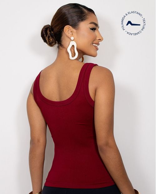 Regata Feminina Poliamida Canelada 99193  Vermelho