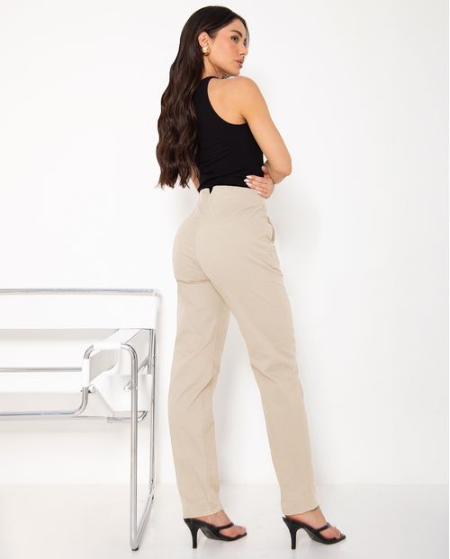 Calça Reta Feminina Alfaiataria 24853 Natural