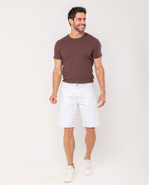 Bermuda Sarja Masculina Slim Fit 25182 Branco