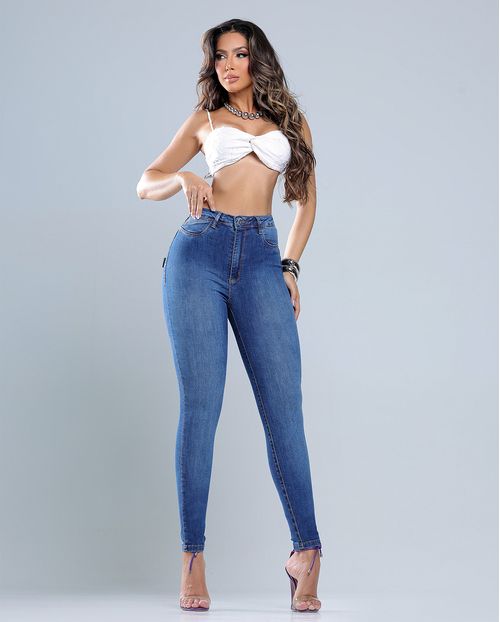 Calça Jeans Skinny Hot Feminina Cintura Alta 25054 Escura