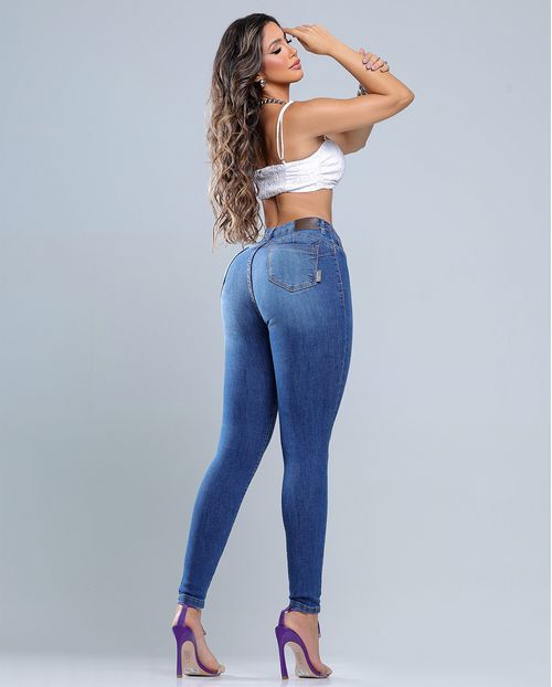 Calça Jeans Skinny Hot Feminina Cintura Alta 25054 Escura