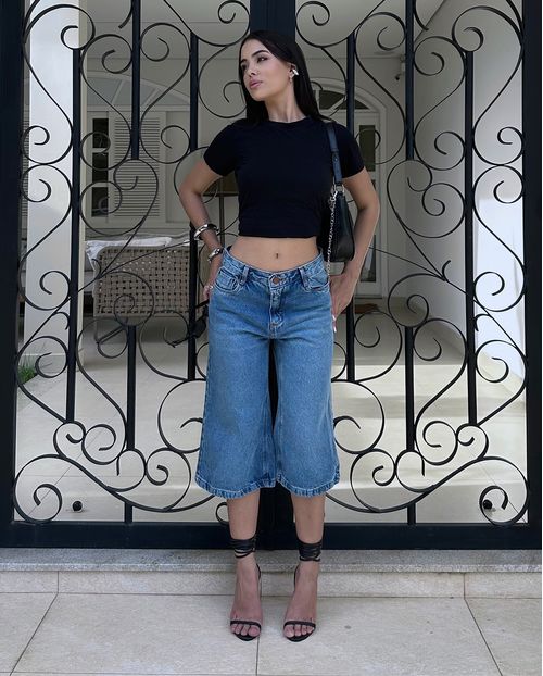 Jorts 25 Jeans Feminino Cintura Alta 25119 Sky Médio