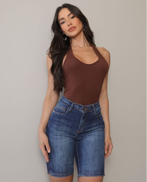 Bermuda Jeans Ciclista Feminina 25047 Escura