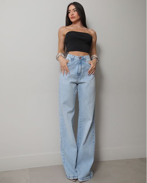 Calça Jeans Wide Leg Feminina Cintura Alta 25191 Clara