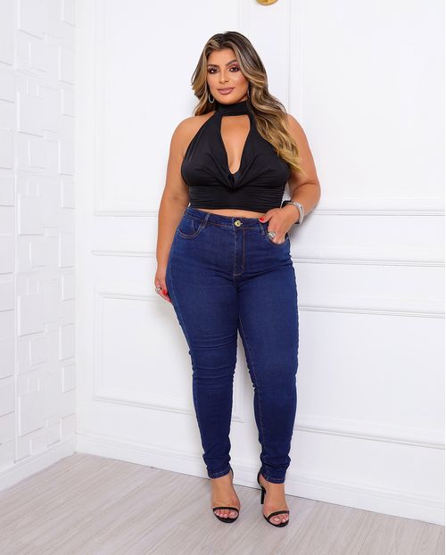 Calça Jeans Skinny Feminina Plus Size 25134 Amaciado