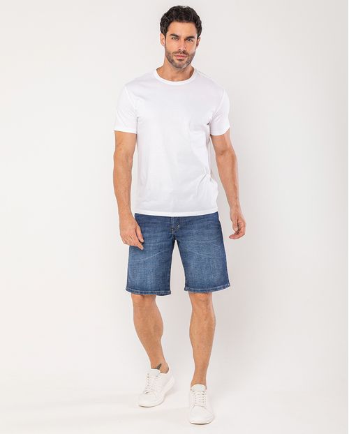 Bermuda Jeans Slim Fit Masculina 25097 Escura