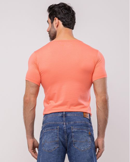 Camiseta de Algodão Egípcio Masculina Básica 80083
 Salmao