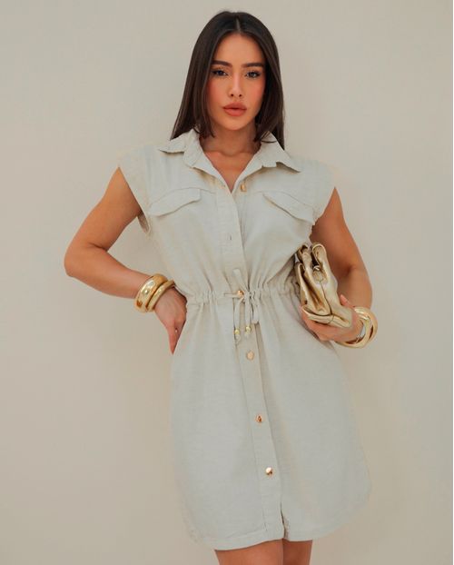 Vestido Linho Curto Feminino  24964 Linho