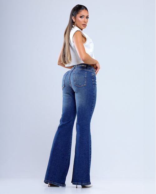 Calça Jeans Maxi Flare Feminina 25105 Sujinho