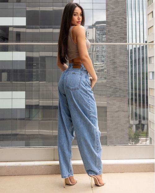 Calça Jeans Feminina Baloon Cintura Alta 25275 Sky